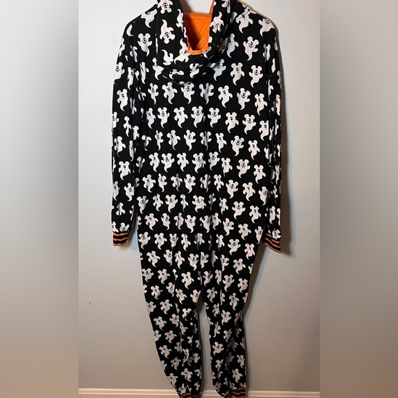 Disney Mickey Mouse Ghost Halloween Bodysuit Pajama Adult Hoodie One Piece XL - Picture 3 of 8